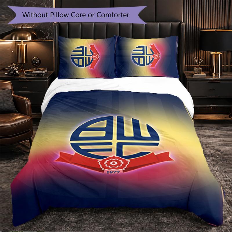 Bolton Wanderers FC Themed Bedding 3Pcs Duvet Cover Set Decorative Bed Linen For Teen Room Home Decoration