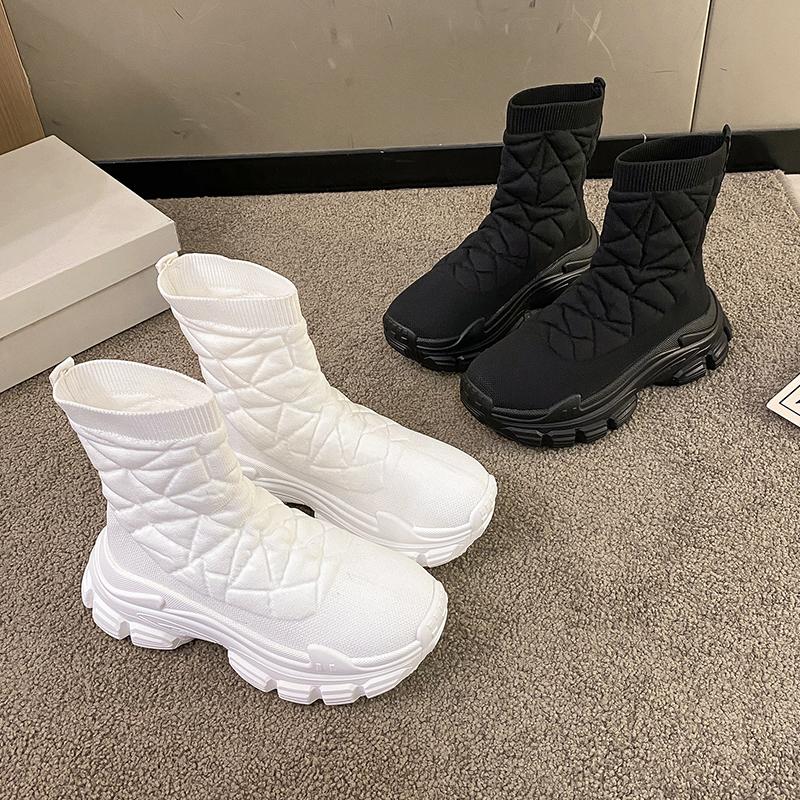 Fashion High Top Stretchy Socks Shoes Women's Socks Boots Platform Sport Knit Booties