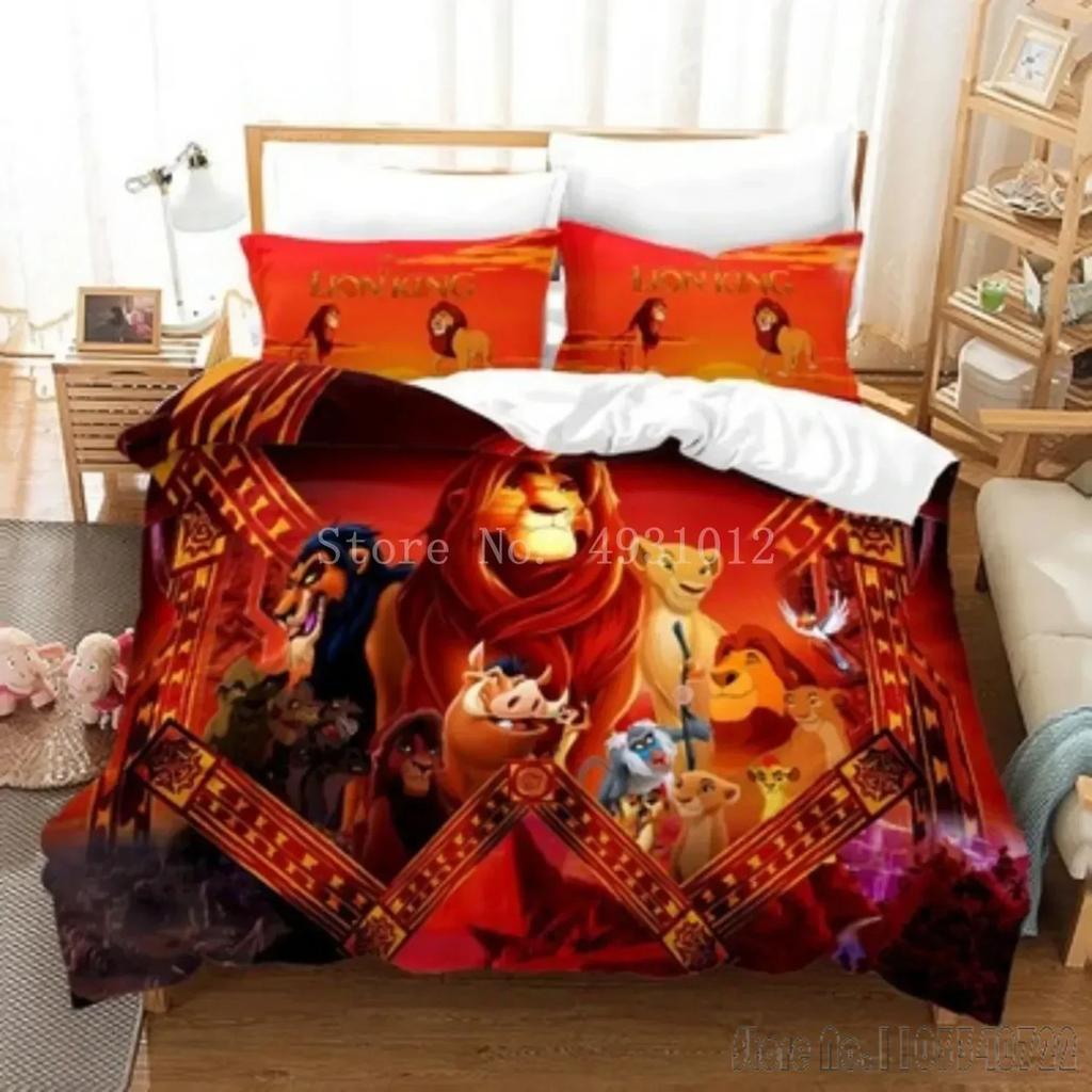Anime König der Löwen Cartoon Bettbezug Set HD Bettdeckenbezug für Kinder Bettwäsche Sets Bettwäsche Schlafzimmerdeko