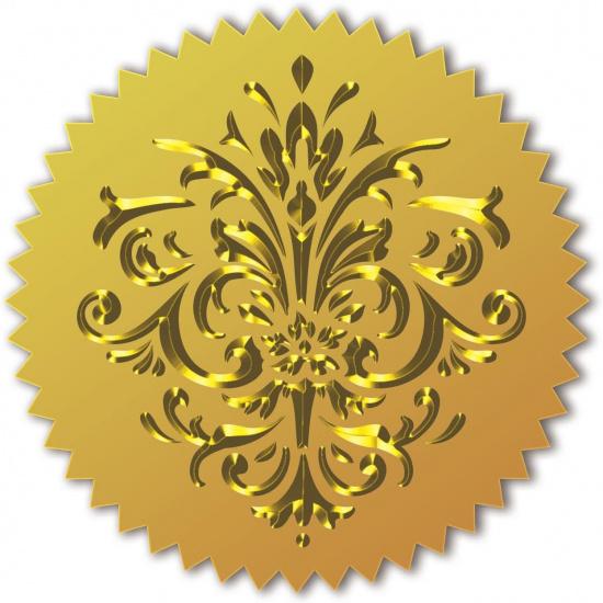 CHGCRAFT 100Pcs Baroque Pattern Gold Foil Embossed Stickers - Self Adhesive Gold Foil Embossed Certificate Seals for Envelope Invitation Letter