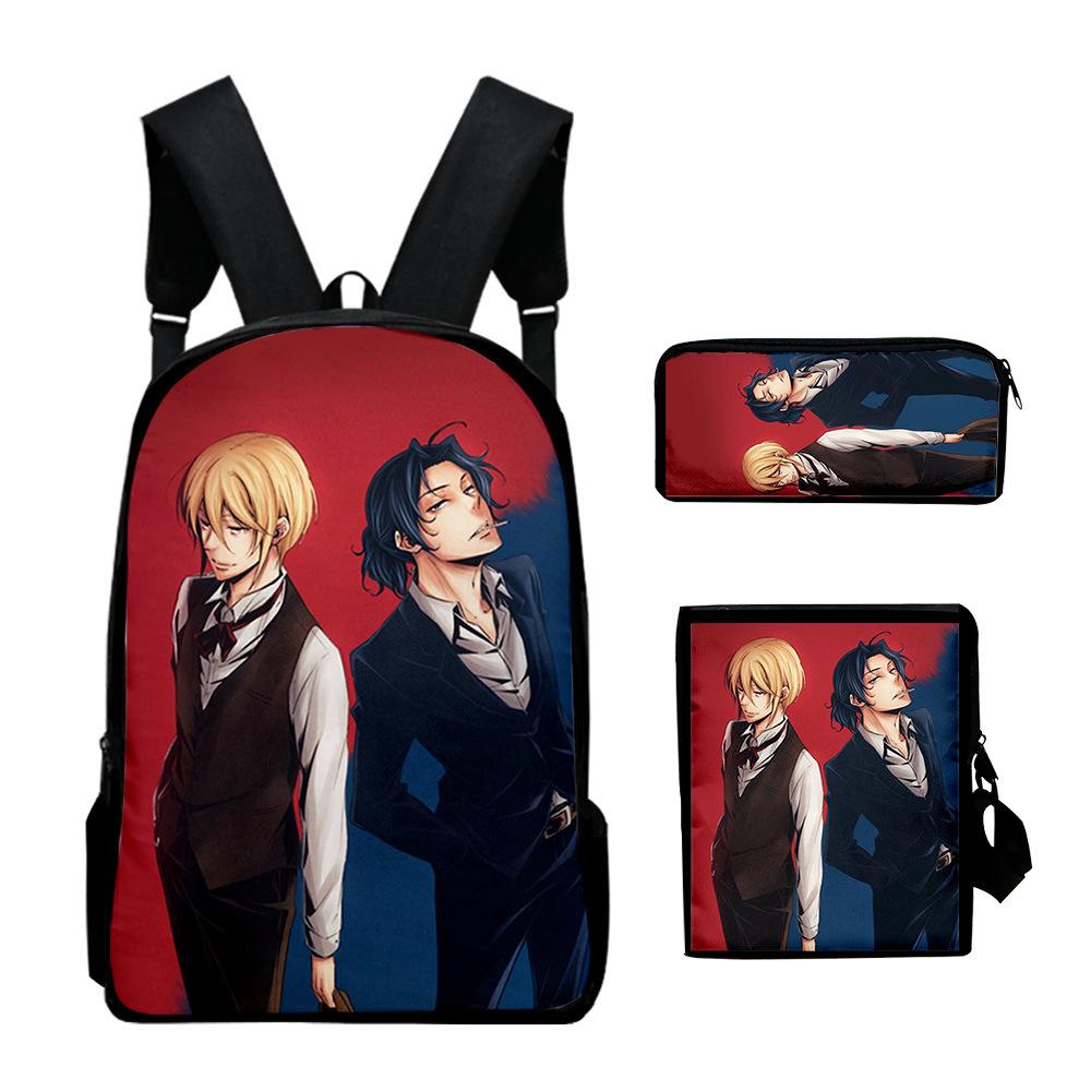 Classic Novelty Moriarty the Patriot 3D Print 3pcs/Set School Bags Laptop Daypack Backpack Inclined Shoulder Bag Pencil Case