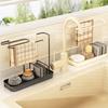 Kitchen Sink   Multifunctional Metal Sponge Soap Brush Storage Rack with Towel Holder