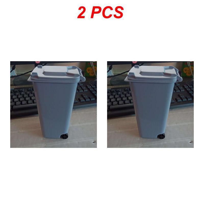 Mini Desktop Trash Can 3color Garbage Storage Box Living Room Coffee Table with Cover Small Paper Basket Plastic Garbage Bag