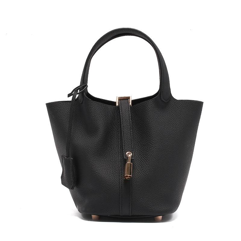 

Сумка из коровьей кожи первого слоя женская новая из натуральной кожи женская сумка сумка-ведро сумка-овощная корзина ретро универсальная модная сумочка чёрный