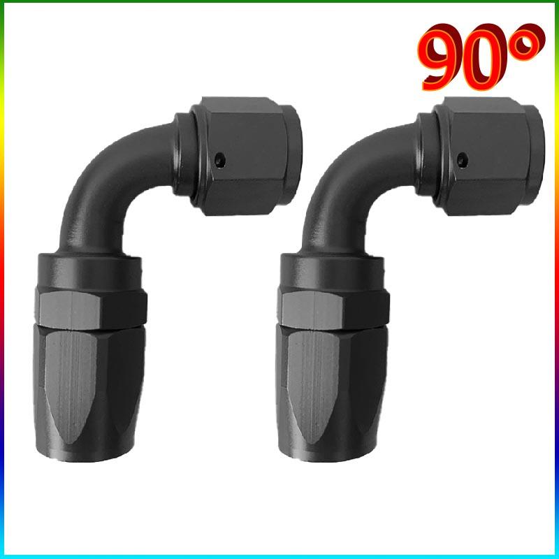2PCS Swivel Hose End Fitting AN4AN6AN8AN10AN12 Fittings Adapter 0°/45°/90°180°  Aluminum Oil Fuel Line Reusable Universal  Black