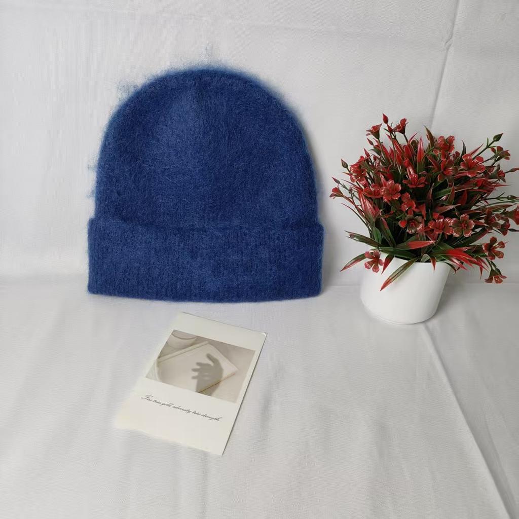 Selected High-quality Wool Blended Hat Couple Versatile Solid Color Simple Knitted Cashmere Wool Hat Winter Show Small Face