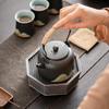 Susi Hand-Painted Ceramic Landscape Tea Set with Beam Handle Pot (1 Pot, 6 Cups)