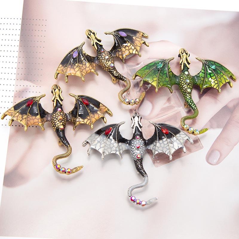 Creative Simulation Dragon Colorful Hand Drawn Metal Brooch for Women Men Stylish Lapel Pins Jewelry Accessories Gift 1PC