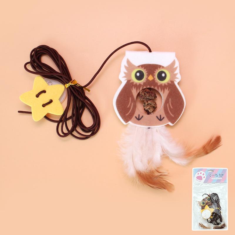 

Funny Swing Toy for Cats with Elastic Rope Stick On Hanging Interactive Kitten Teaser ST Owl