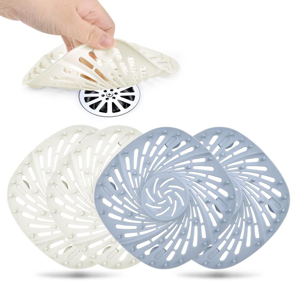 4 Pack Shower Drain Hair Catcher, Silicone Hair Strainer for Bathtub