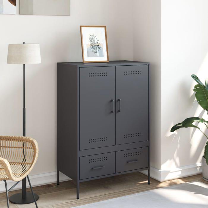 VidaXL High Buffet, Cabinet with Legs and Compartments, Cupboard with Door, Living Room Organizer, Anthracite 843110