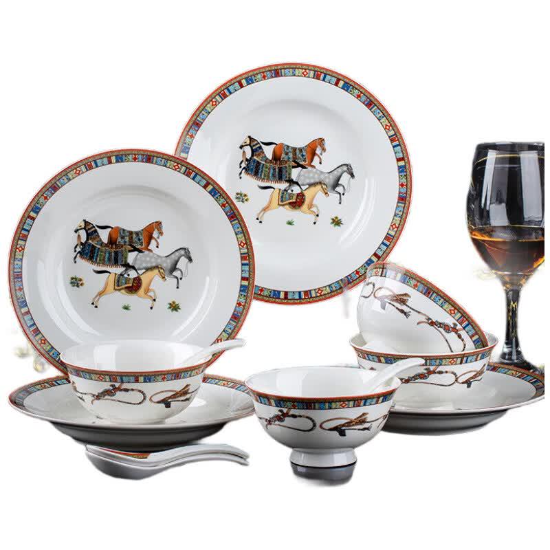 Jushang 16-Piece Light Luxury Ceramic Dinnerware Set