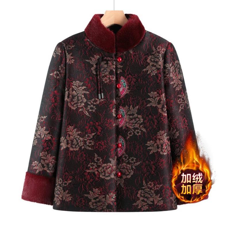 Winter velvet cotton-padded coat wife jacket thickened warm old cotton-padded jacket