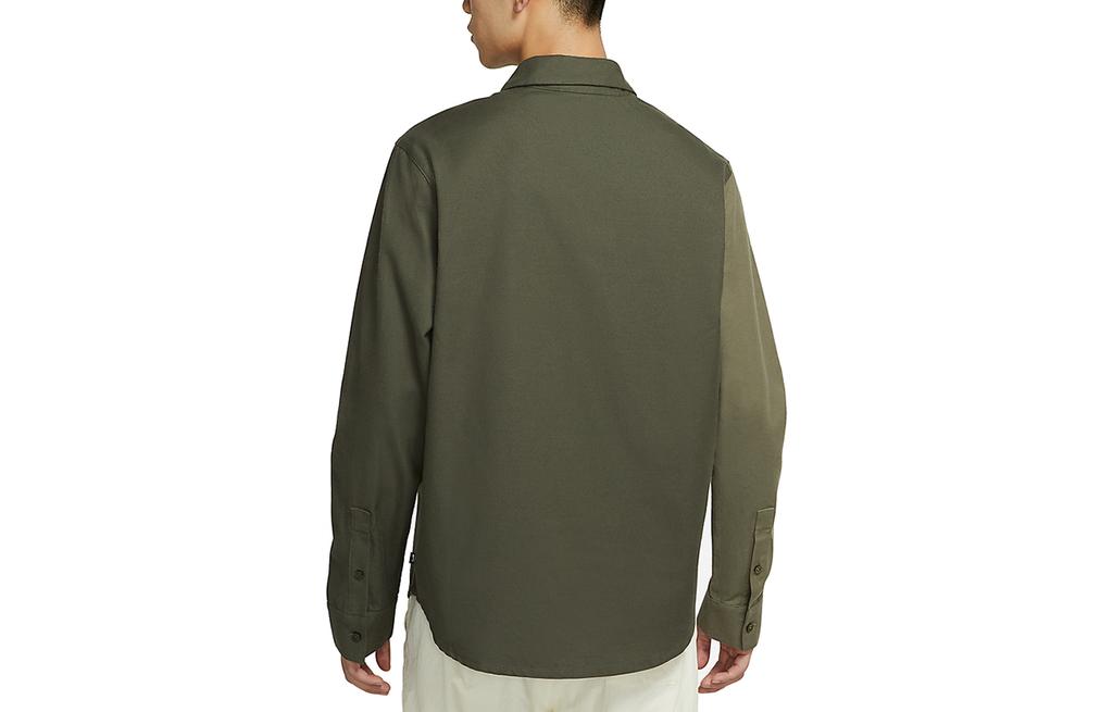 Men's Shirt Nike Shirts Men's Army Green Lapel Moderate Shirt