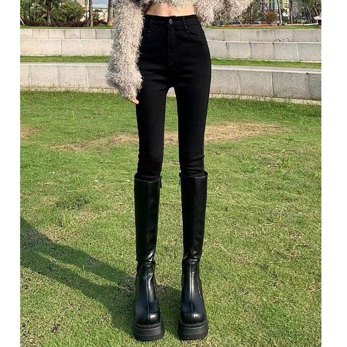 

Ретро джинсы с высокой посадкой, на флисовой подкладке, с широкими штанинами для женщин - Коллекция осень/зима S (85-95 kg)