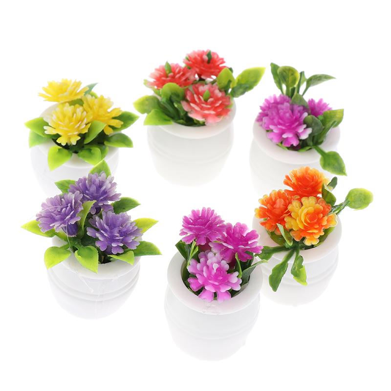 3Pcs 1:12 Dollhouse Miniature Green Plant In Pot Simulation Potted Plants