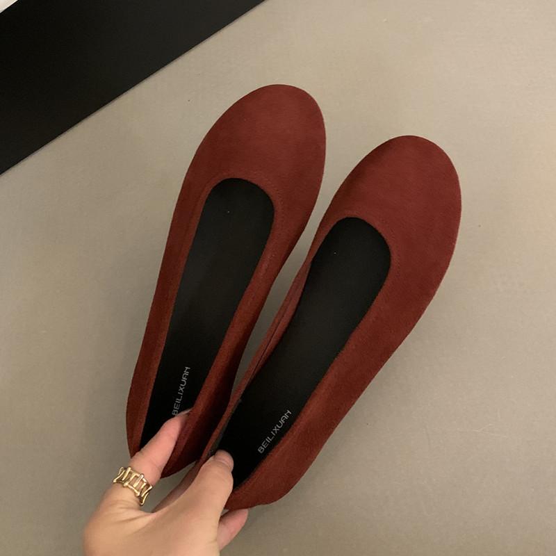 Mode Bailamos Brandneue Damen Flats Damen Casual Ballerinas Weiches Leder Elegante Kleiderschuhe Runde Zehenpartie Flache Slipper