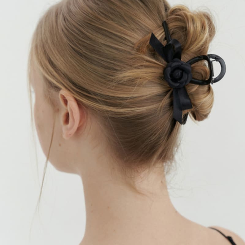 KINDABABY camellia double ribbon hair claw