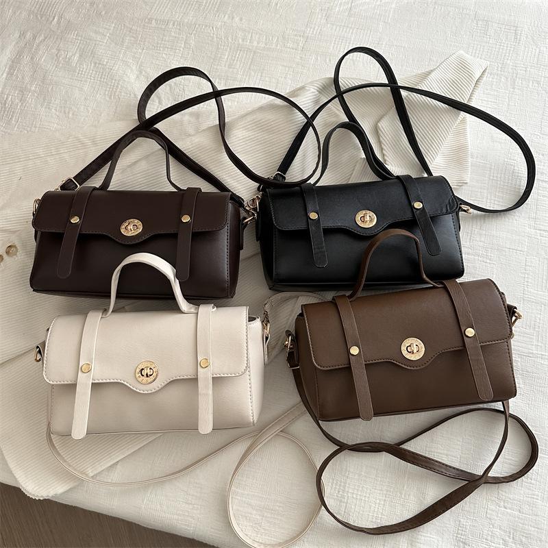 Boston Retro Solid Color 2025 Simple New Spring Crossbody Portable Shoulder Square Bag