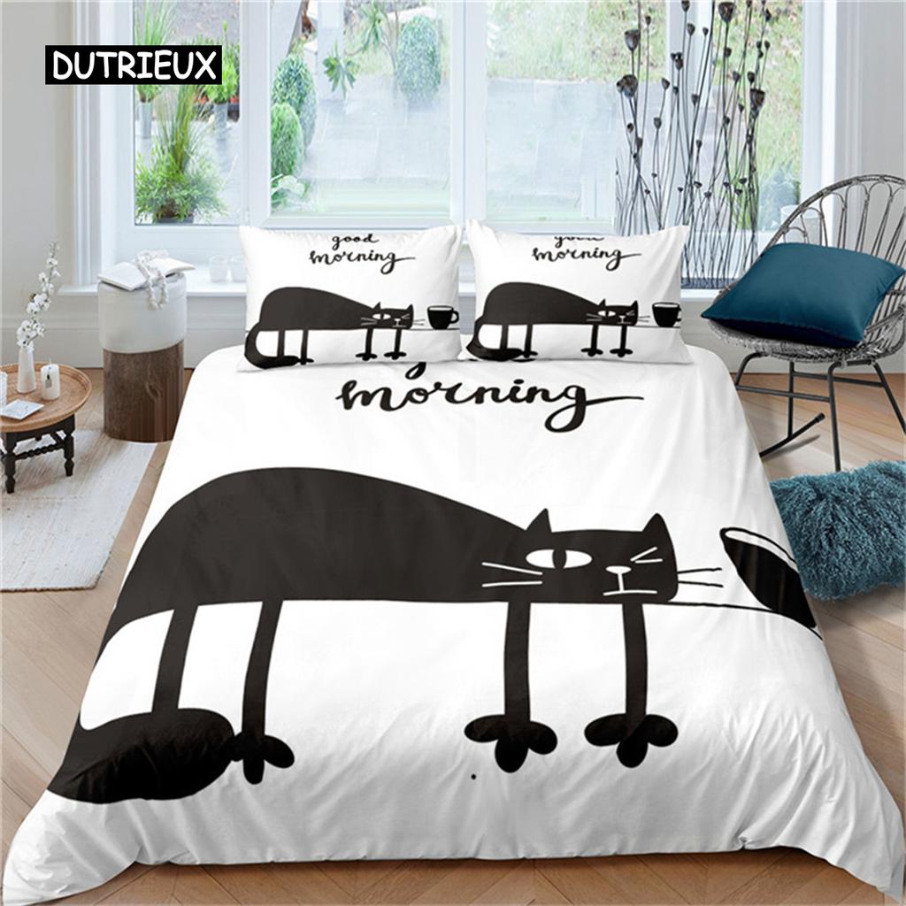 Cartoon Katze Hunde Bettwäsche Set Cartoon Kätzchen Tiere Haustier Mikrofaser Bettbezug Für Frauen Kinder Mädchen Schlafzimmer Dekoration