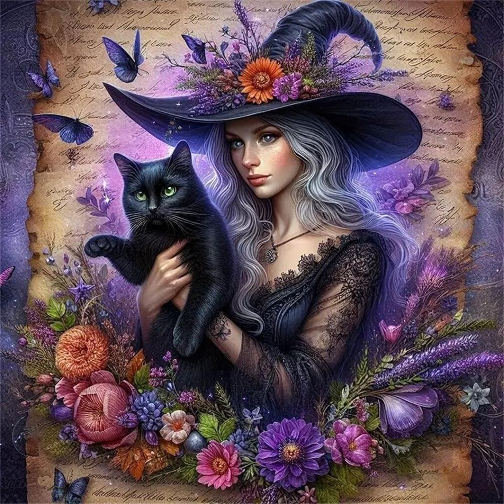 Diamond Embroidery Halloween Ghost Witch Rhinestone Picture Diamond Painting Kit Mosaic Full Square Drill Home Decor