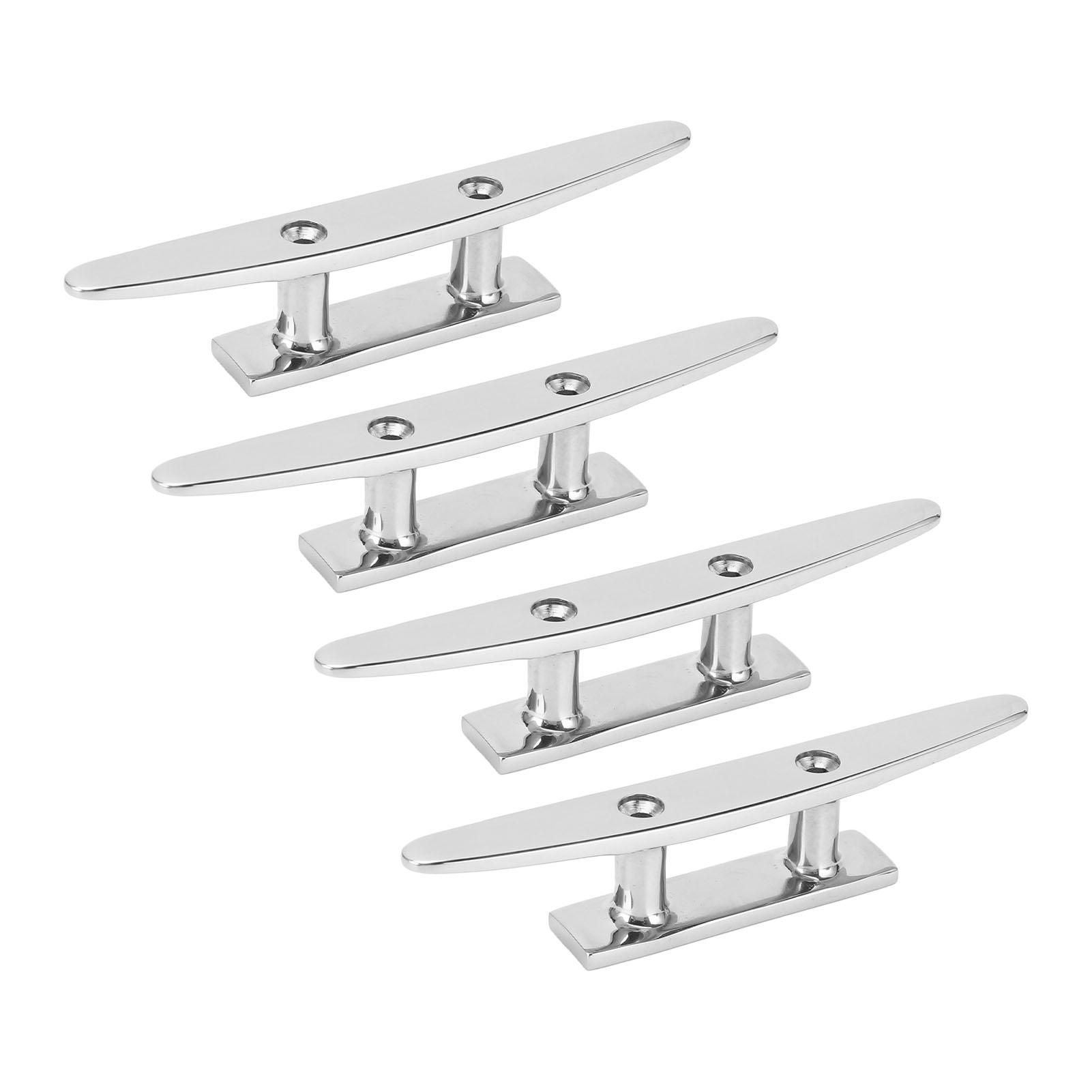 

4PCS 5in Boat Cleat 316 Stainless Steel Open Base Dock Cleats High Polished Yacht Dock Mooring Cleat for Speedboat