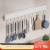 Kitchen Utensil Storage Organizer Non-perforated Wall Rack Movable Hook Spoon Holder Household Kitchen Mounted Arrangement Shelf