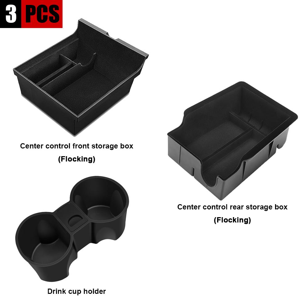 For Tesla Model 3  Model Y 2022 Storage Box Center Armrest Hidden Box Cup Holder Interior Organizer Car