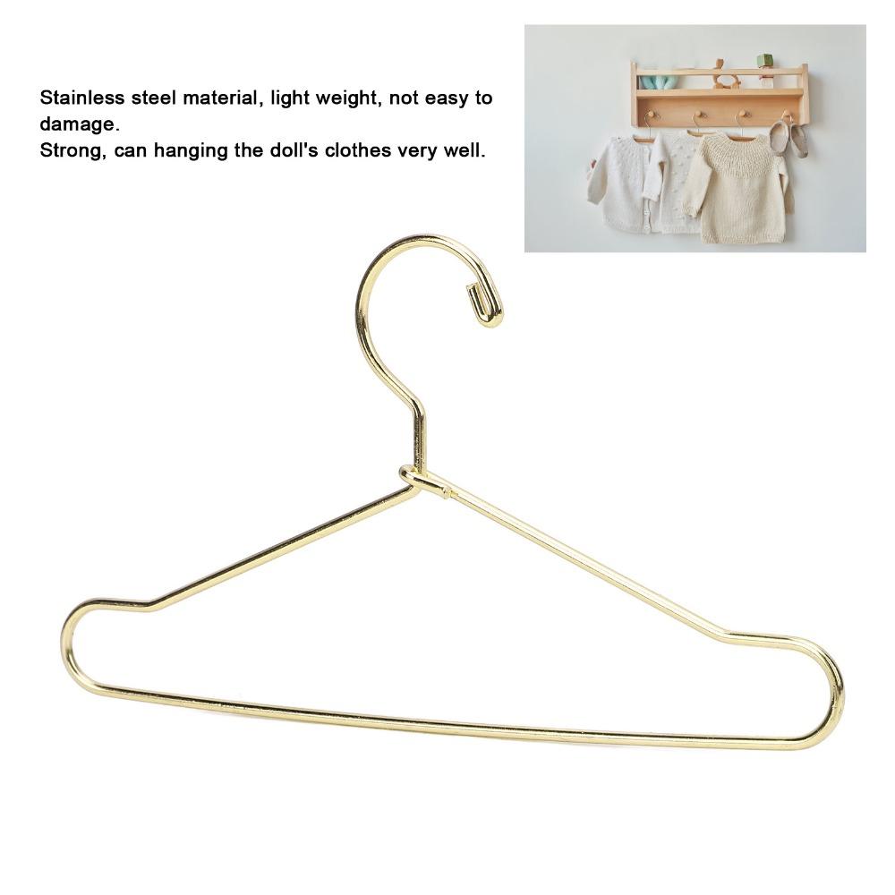 10pcs Gold Doll House Clothes Hanger Rose Gold Outfit Holder Doll Garment Hanger  Wardrobe Storage