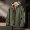 Herren Schwere Fleece Kapuzenjacke - Dicke Warme Lässige Lammfell-Fleece Strickjacke für Herbst und Winter