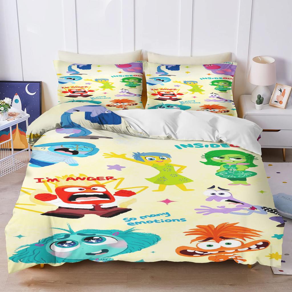 Inside Out Anime Home Bedroom Comforte Nordic polyester material suitable for children and adults 3-piece set