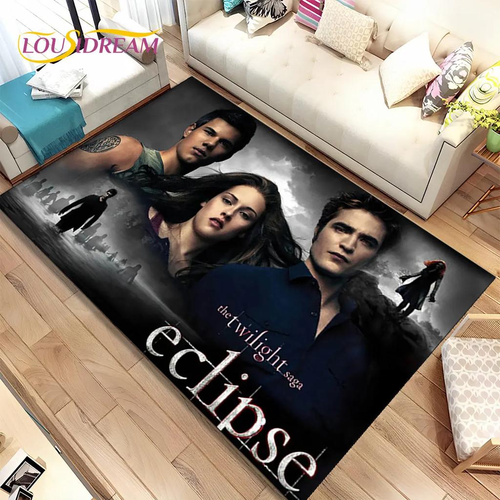 Tapete de Área Impresso em HD Saga Crepúsculo Grande, Tapete para Sala de Estar Quarto Sofá Capacho Decoração, Tapete de Chão Antiderrapante para Crianças