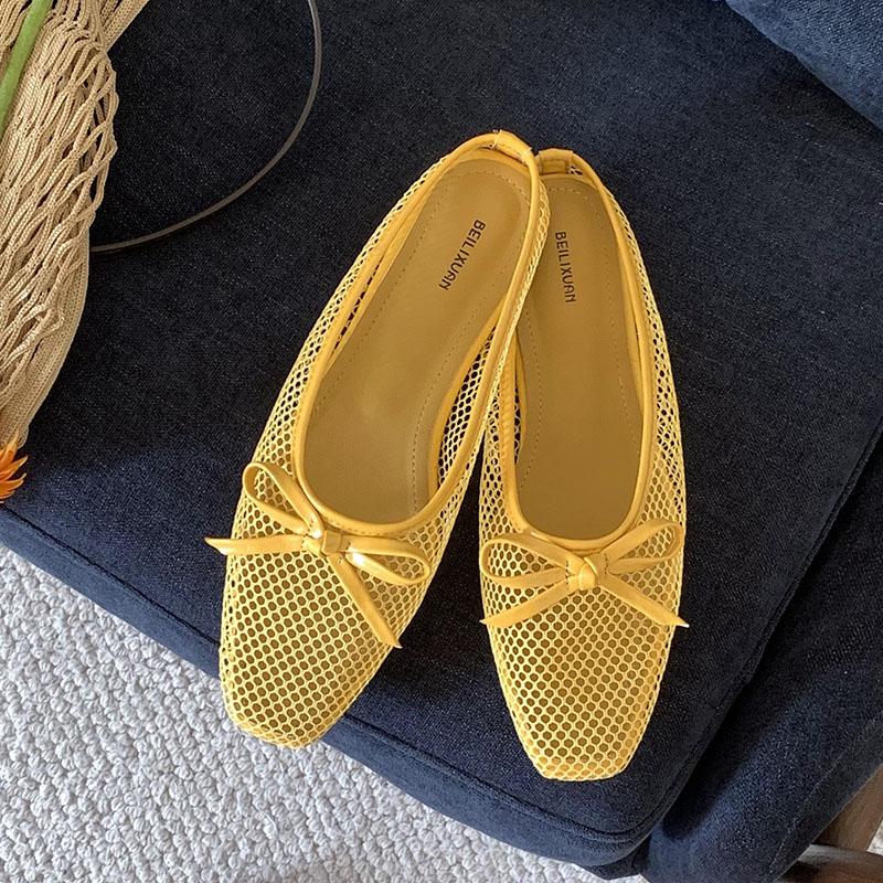 Fashion Summer Beach Female Slides Women Flats Slippers Mules Fashion Butterfly-Knot Footwear Mesh Ladies Flats Slippers Sandals Shoes