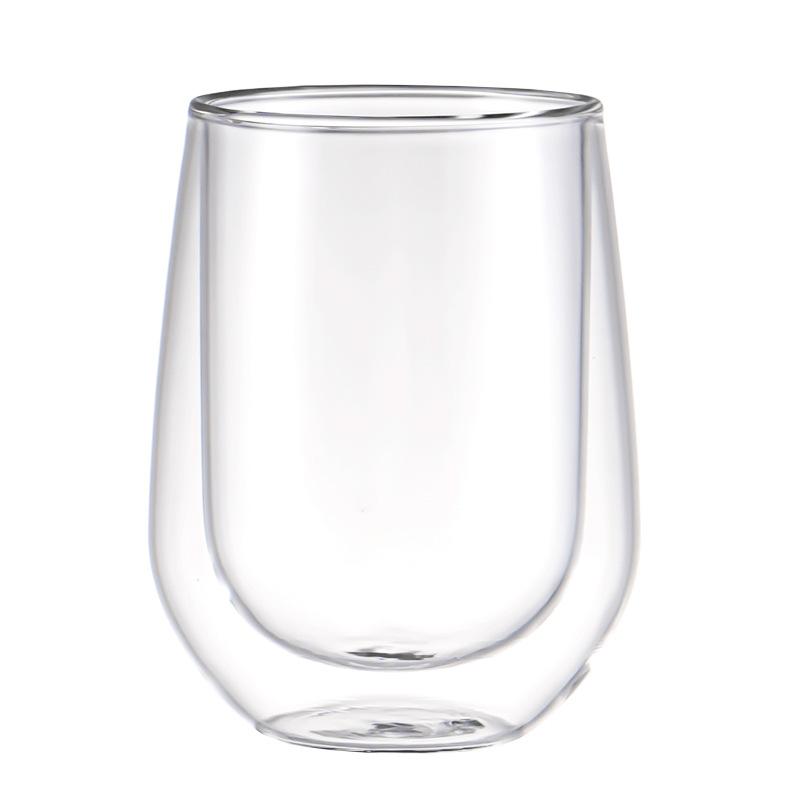 Double glass coffee cup, heat-resistant and anti-scalding drinking cup, simple transparent glass, latte milk cup Double layer coffee cup 200ml