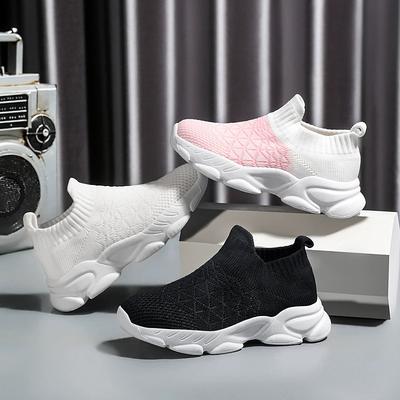Kids Sock Sneakers Breathable Mesh Slip-on Casual Shoes Lightweight Soft Sole Running Shoes for Girls