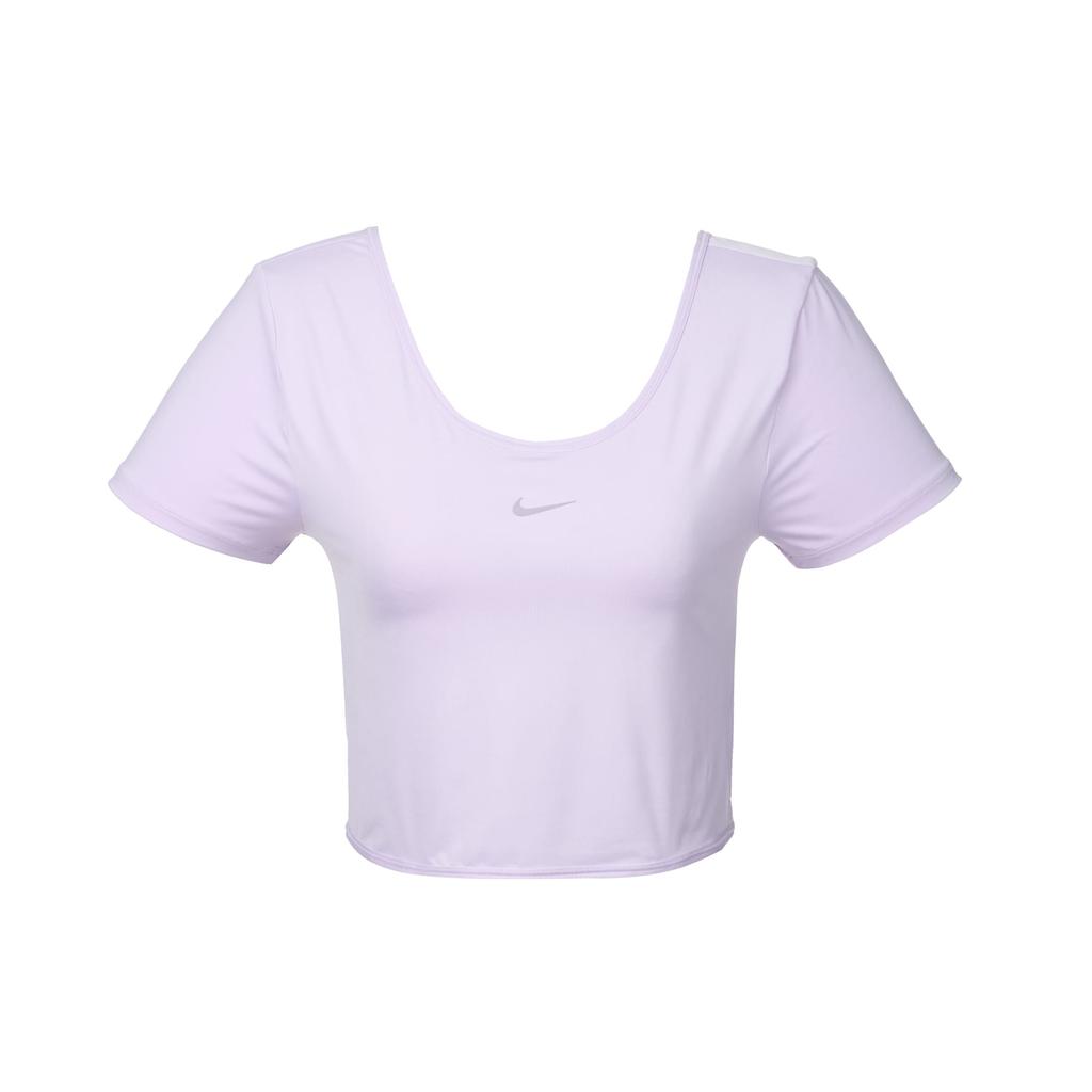 Nike Ein klassisches Damen Dri-FIT Kurzarm Cropped Twist Top 'Lilac Bloom' FN2852-512