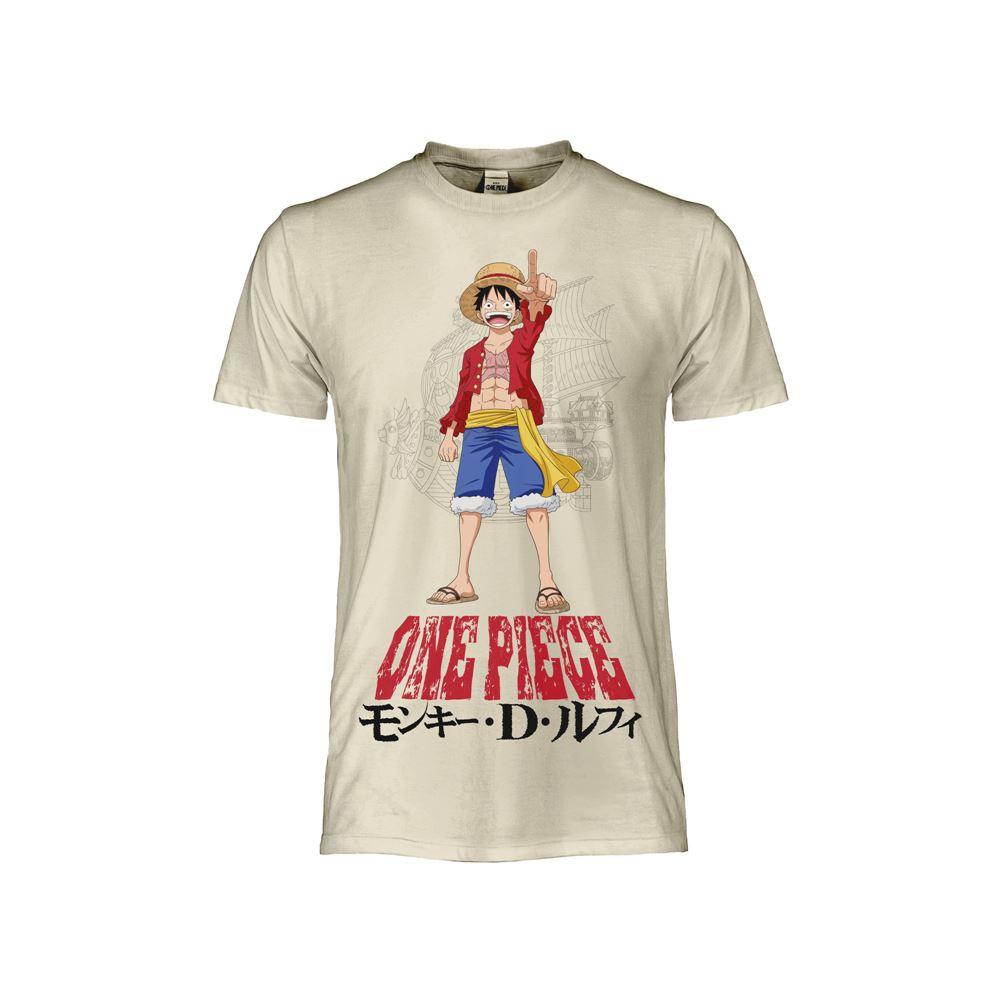 One Piece TShirt Rubber Luffy Original Official Beige Jersey TShirt S