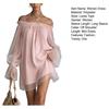 Dames Off Shoulder Mini Jurk, Lange Mouwen Ruches Doorzichtig Mesh Losse Korte Jurk, Casual Feest Uitgaan Clubkleding