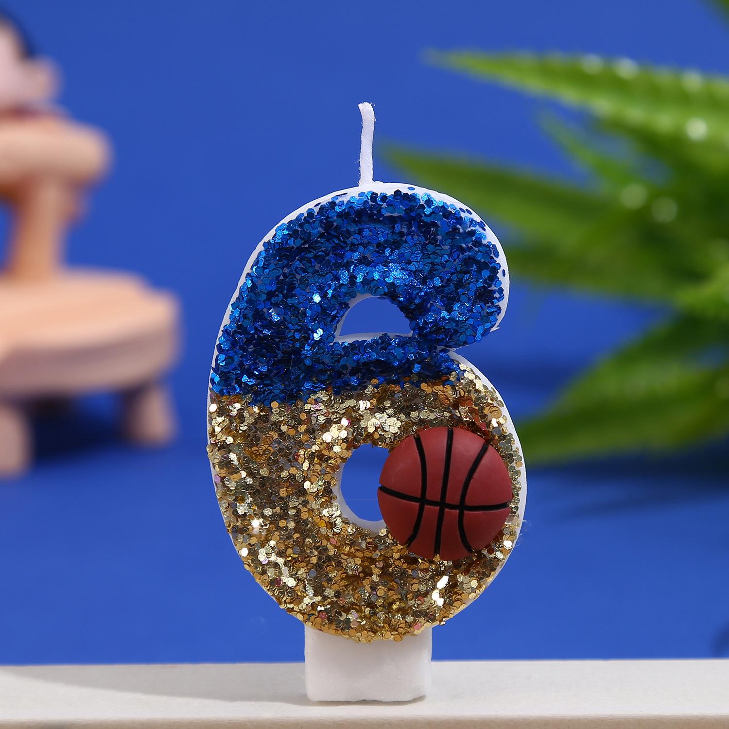 

Birthday Candle Number 0-9 Red Blue Cake Candle with Red Basketball,Birthday Party Kids Adults Anniversary Celebrations Supplies
