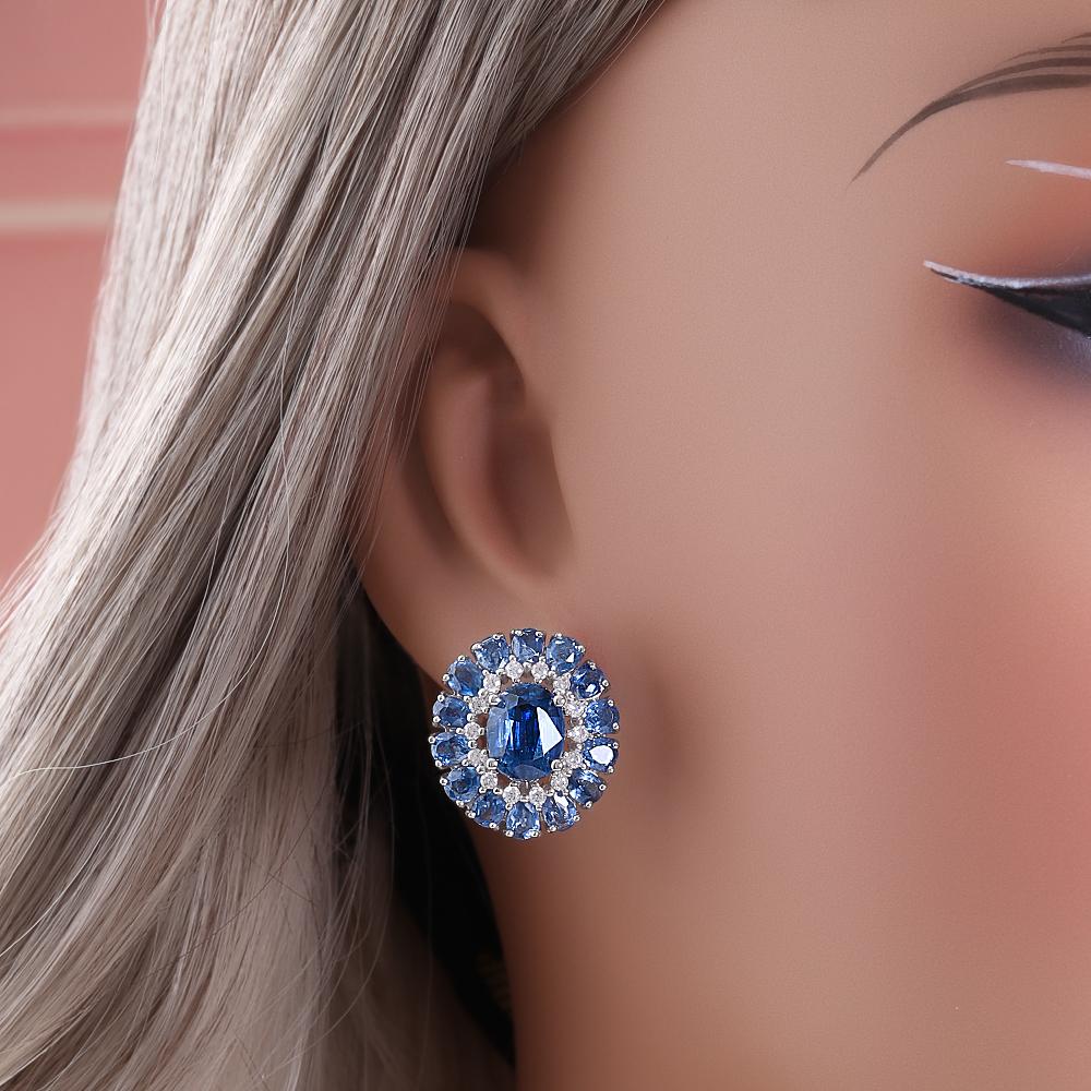 Gorgeous round design Natural Kyanite Earrings 925 sterling silver December Gemstone jewelry for women anniversary banquet gift