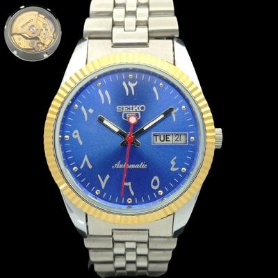 USADO SEIKO 5 AUTOMÁTICO JAPÃO RELÓGIO DE MOVIMENTO DOURADO RARO MASCULINO 575b-a305235-2