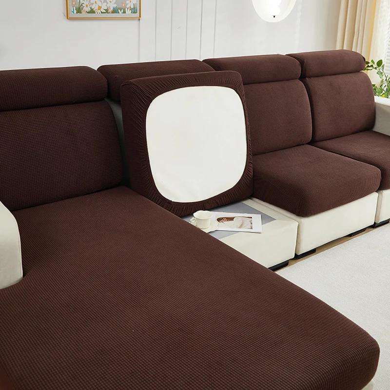 Jacquard Elastic Sofa Cushion Slipcover Adjustable Non-slip Sofa Seat Cover for Living Room Bedroom