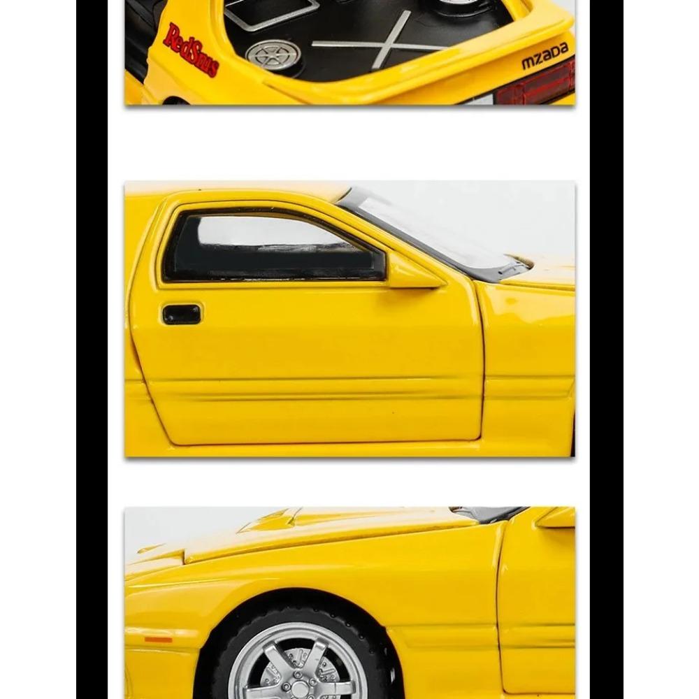 1/32 Scale Mazda RX7 FC INITIAL D Alloy Car Model Diecasts Metal Toy Vehicle Sound and Light Car Toys for Boy Children Gift