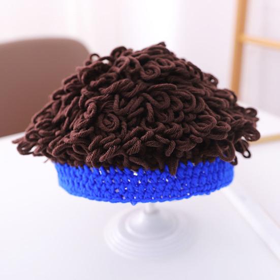 Baby Wig Cap Cute Comfortable Dress Up Knitting Infant Toddler Photo Short Curly Explosion Wig Hat for Daily Wear