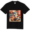 Ukiyo-e Interior Scene T-Shirt – Women Serving In Edo Style, Black & White, New
