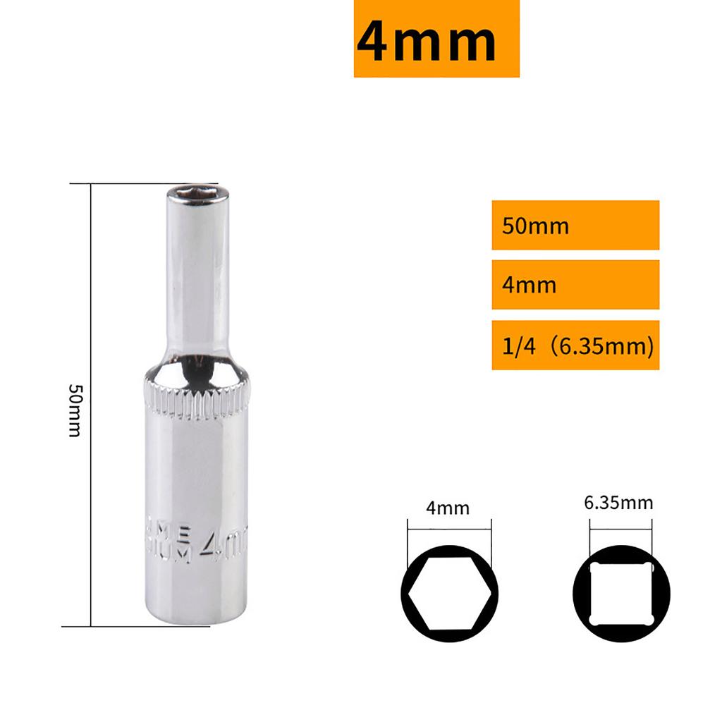 11 Stück 1/4 Zoll Antrieb 6,35 mm Sechskant Tiefbettnuss Reparaturwerkzeug Ratschenschlüssel Kopfnuss Wartungswerkzeug
