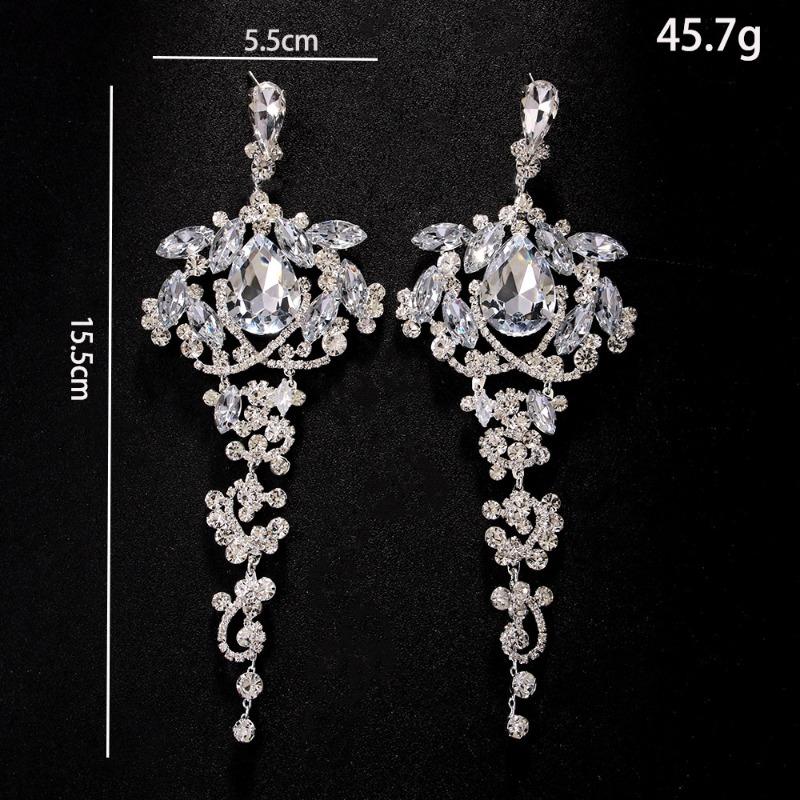 Water Drop Fringed Earrings Personalized Exaggerated Rhinestone Earrings Retro Accessories Women's Earrings