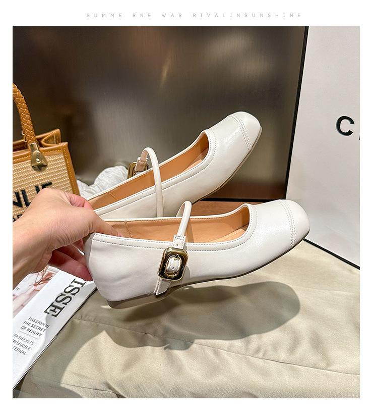 

Скрытый каблук~ Маленький человек увеличение внутренней высоты 5 см балетки 2025 новая осень квадратный носок неглубокий вырез одинарные туфли женщины 33 абрикосовый