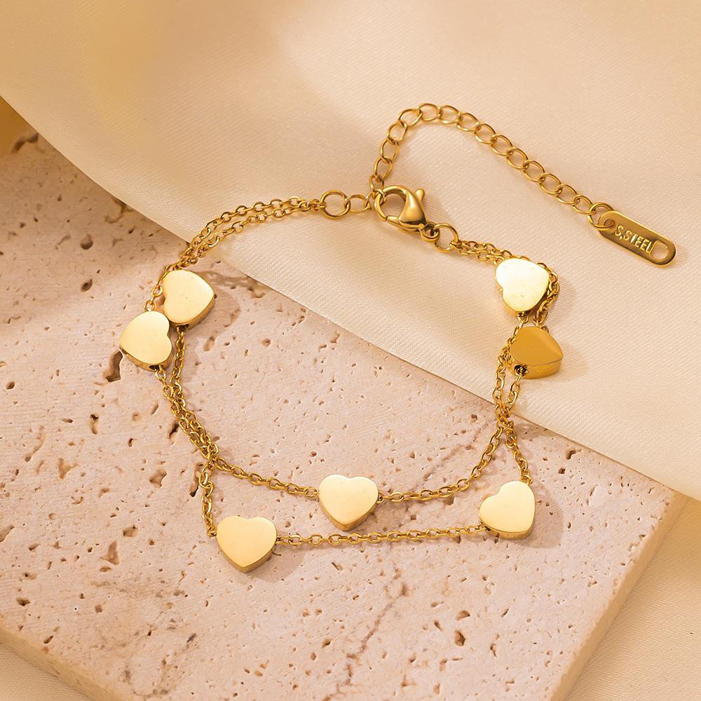 Necklace double-layer love tassel, simple and fashionable personality, versatile collarbone chain for women