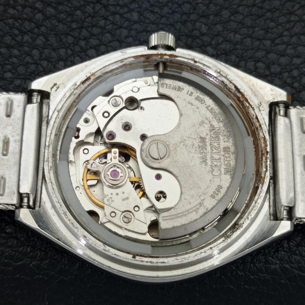 VINTAGE CITIZEN AUTOMATIC 8200 JAPAN MENS DATE BLACK COLOR DIAL WATCH a500213-2 R151b-a500213